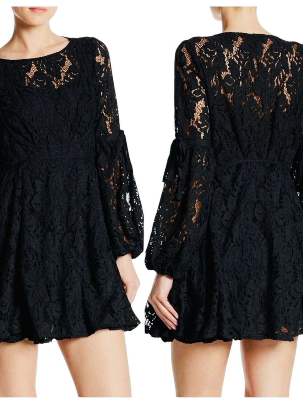 Free People unique long sleeve lace mini dress